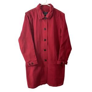 Denim & CO Red Coat Jacket Red Denim Coat Size Large Beautiful!